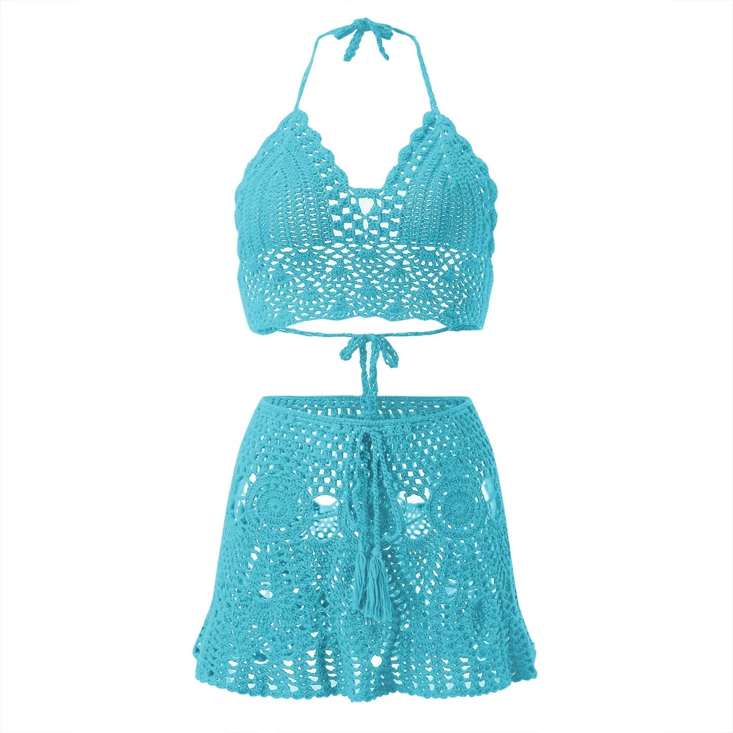 AMEHE Crochet Two-Piece Hollow-Out Bikini Swimsuit for Women