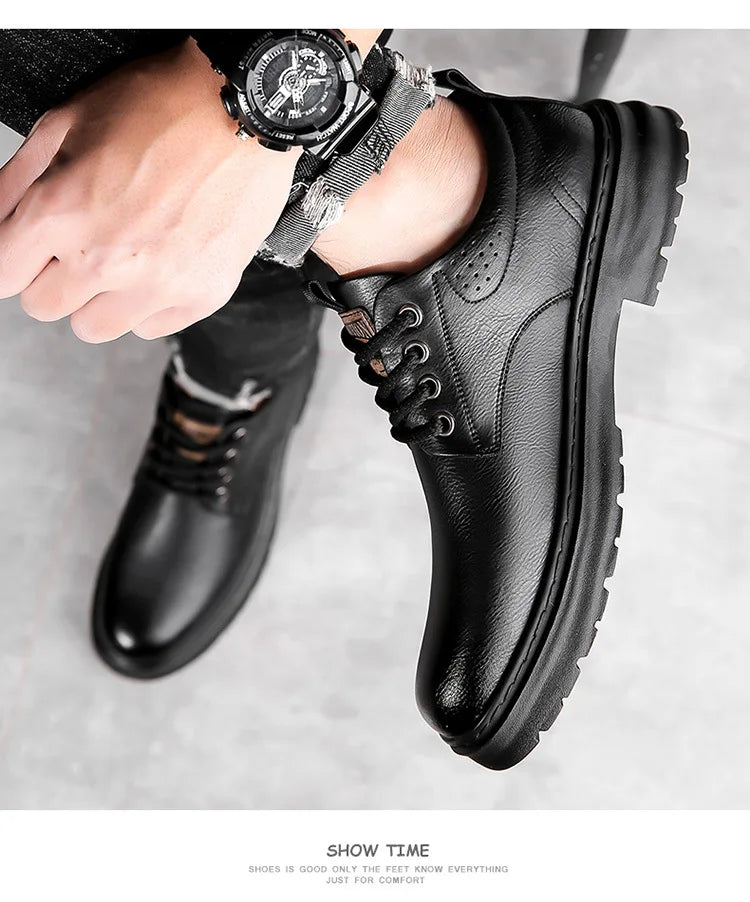 Men’s Retro Platform Loafers – Spring/Autumn Casual Shoes