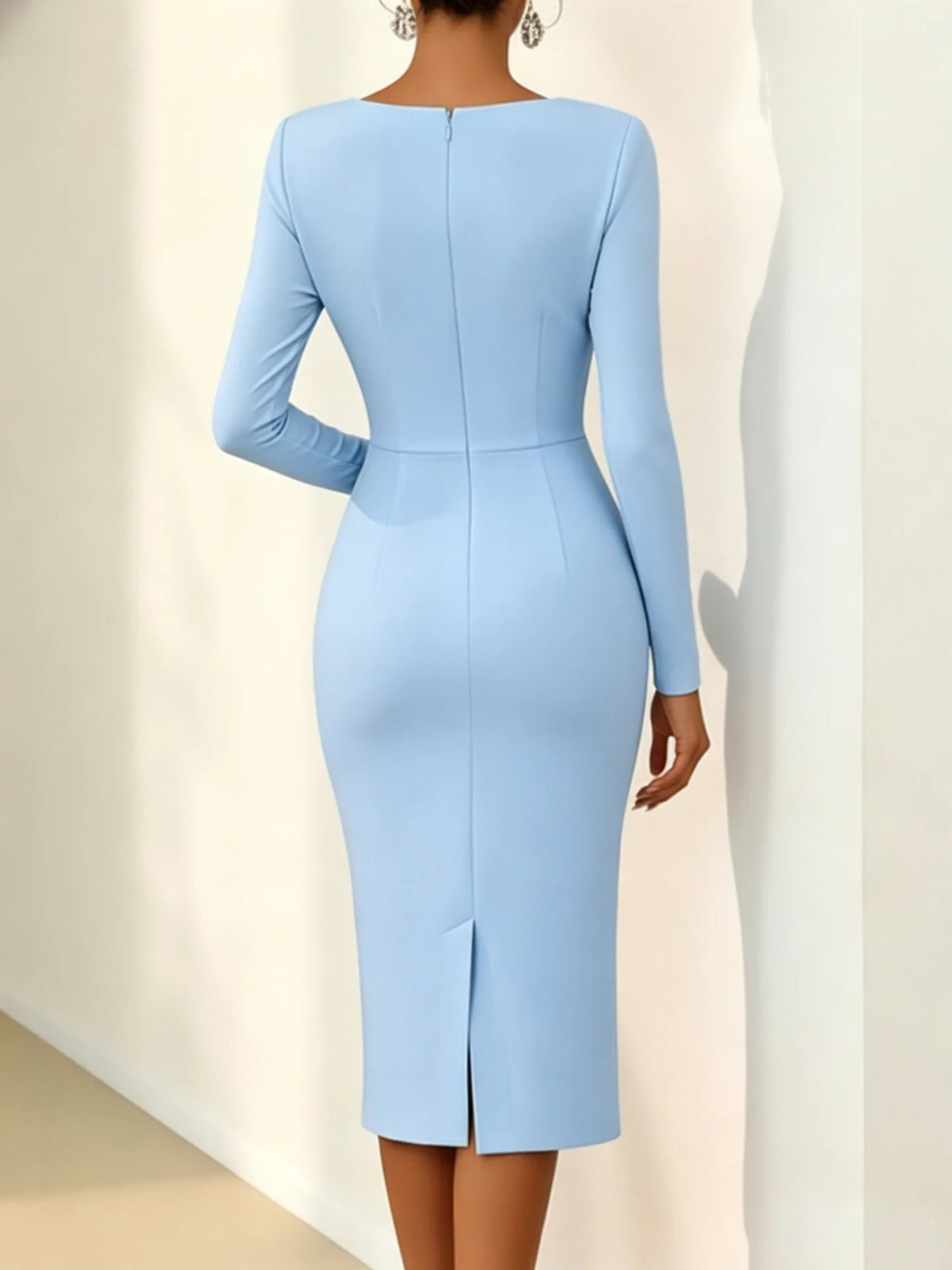 Women’s 3D Floral Rushed Bodycon Midi Dress – Elegant Banquet & Evening Party Gown