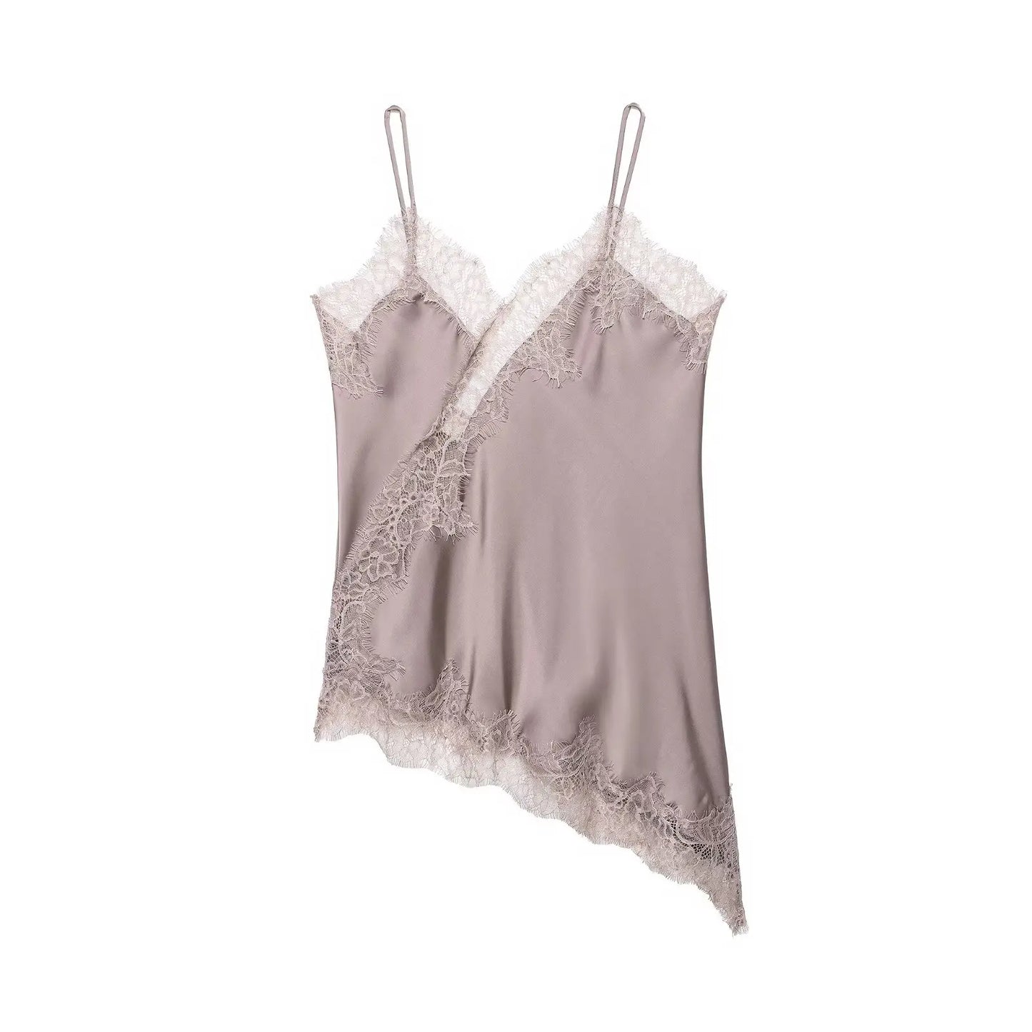 AMEHE Women's Asymmetrical Lace Backless Off-Shoulder Camisole Top