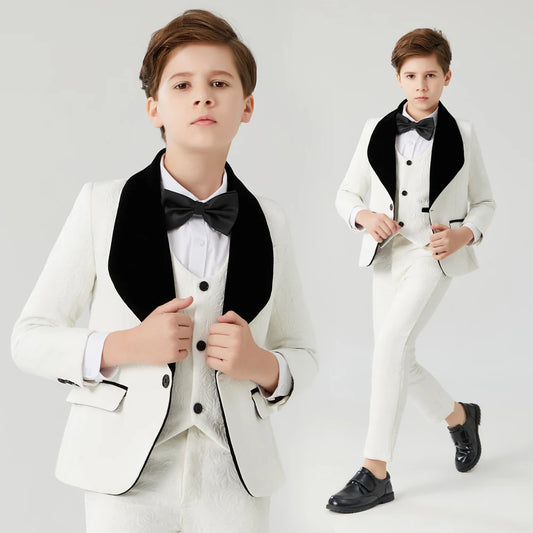 AMEHE Boys’ Luxury White Formal Suit