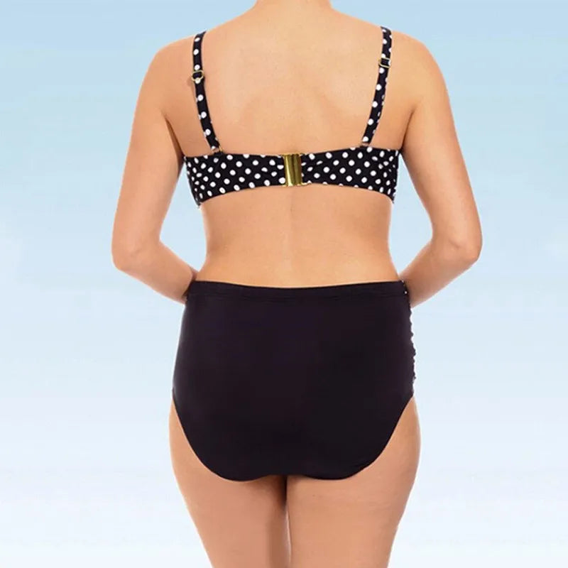 AMEHE Black & White Polka Dot Rope-Tie Two-Piece Bikini