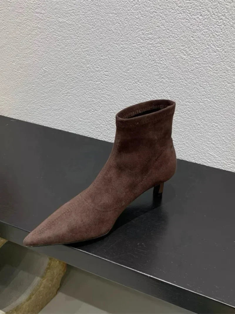 Ladies’ Fashion Ankle Boots – Solid Color, Back Zipper