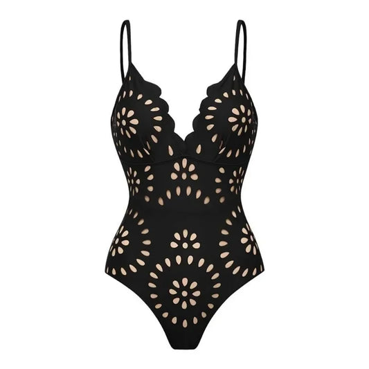 AMEHE Women's Lace Hollow-Out Backless Two-Piece Swimsuit