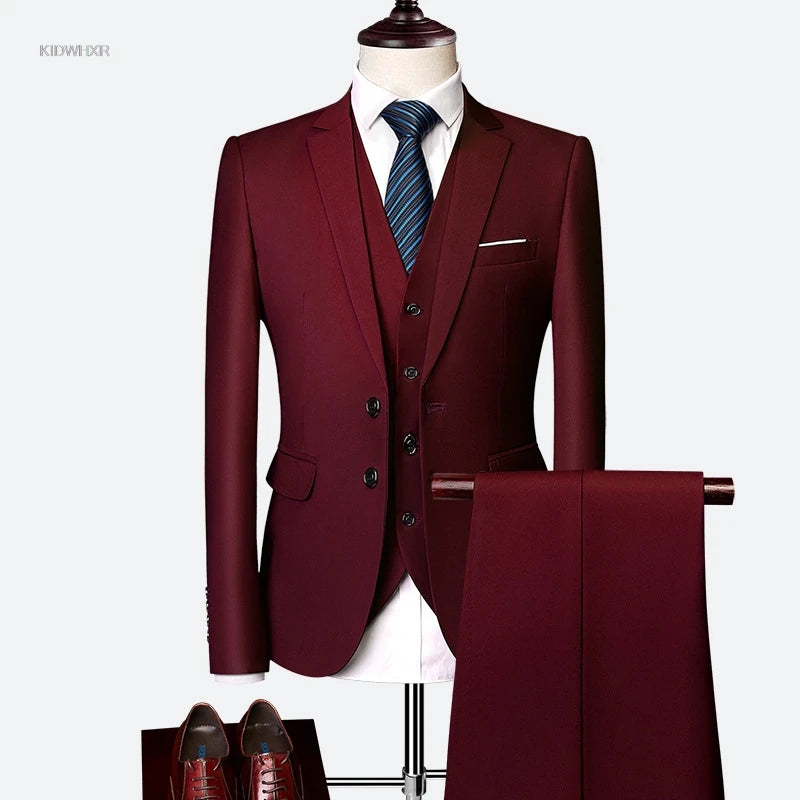 AMEHE Men’s Slim Business Suit Set
