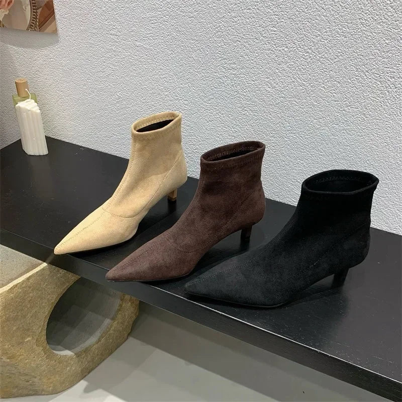 Ladies’ Fashion Ankle Boots – Solid Color, Back Zipper