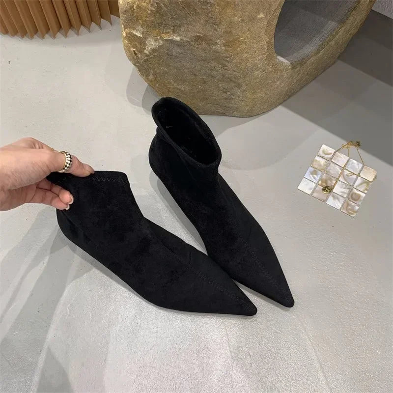 Ladies’ Fashion Ankle Boots – Solid Color, Back Zipper