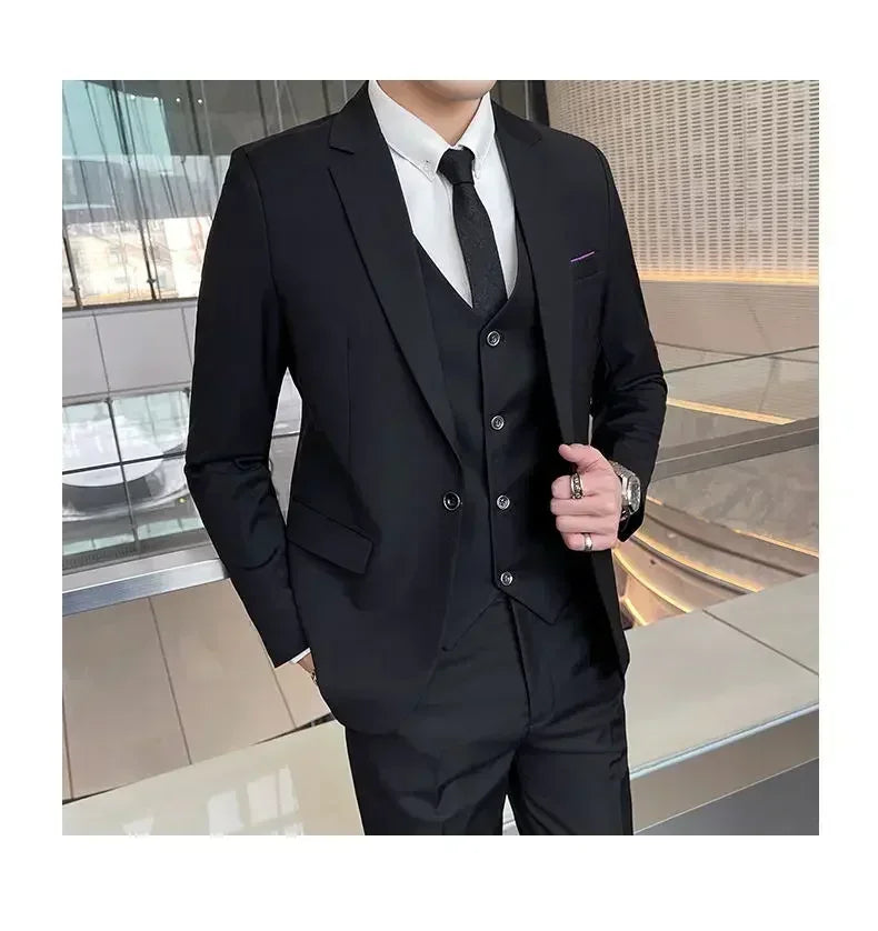 AMEHE Men’s Fashion 3-Piece Business & Formal Suit (S–9XL)