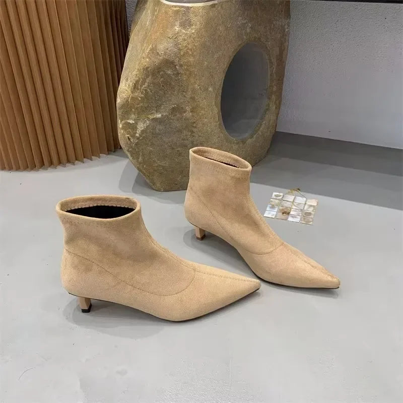 Ladies’ Fashion Ankle Boots – Solid Color, Back Zipper