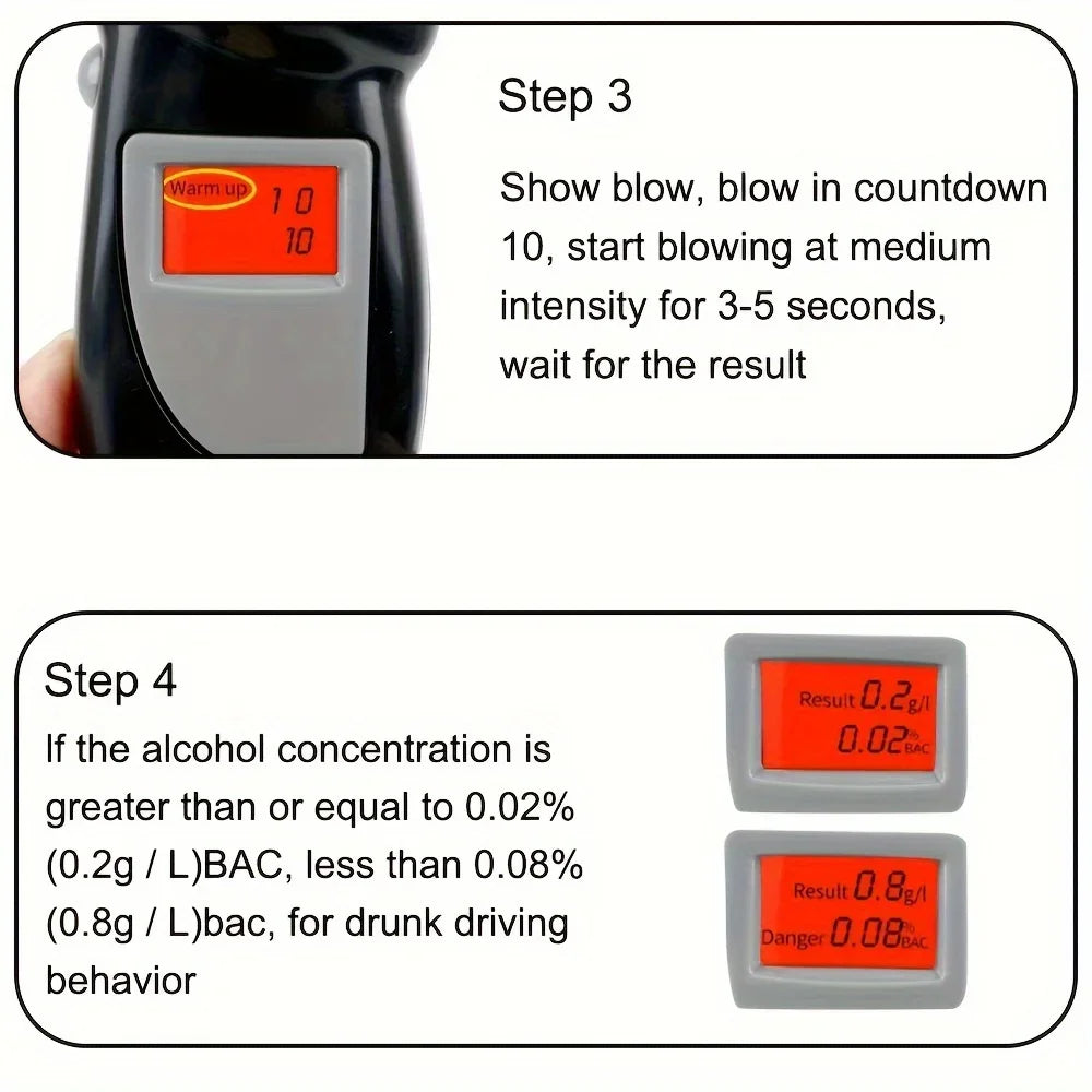 Digital Breath Alcohol Tester – Portable Blood Alcohol Content Analyzer with LCD Display