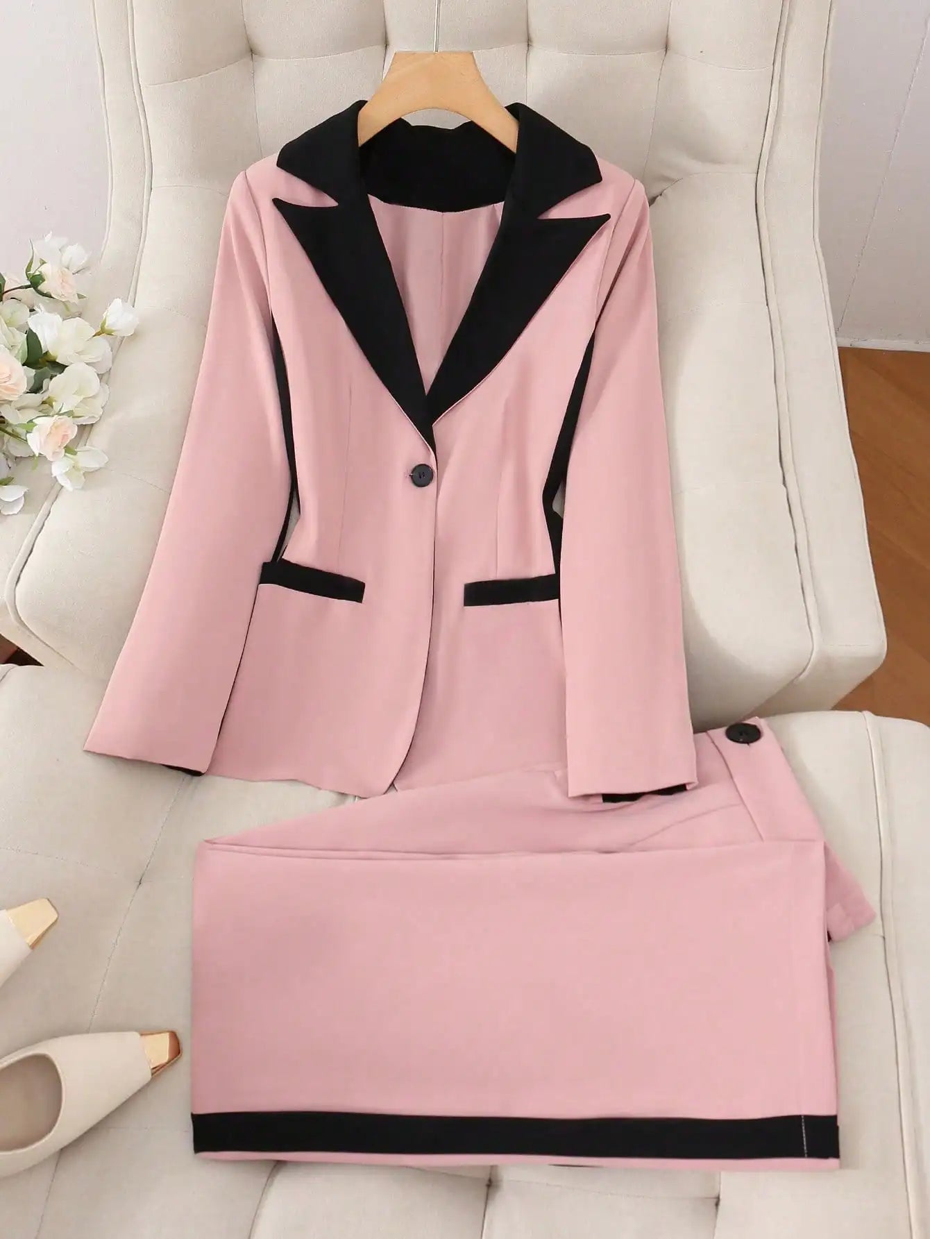 AMEHE Women’s Single-Breasted 2-Piece Suit Set