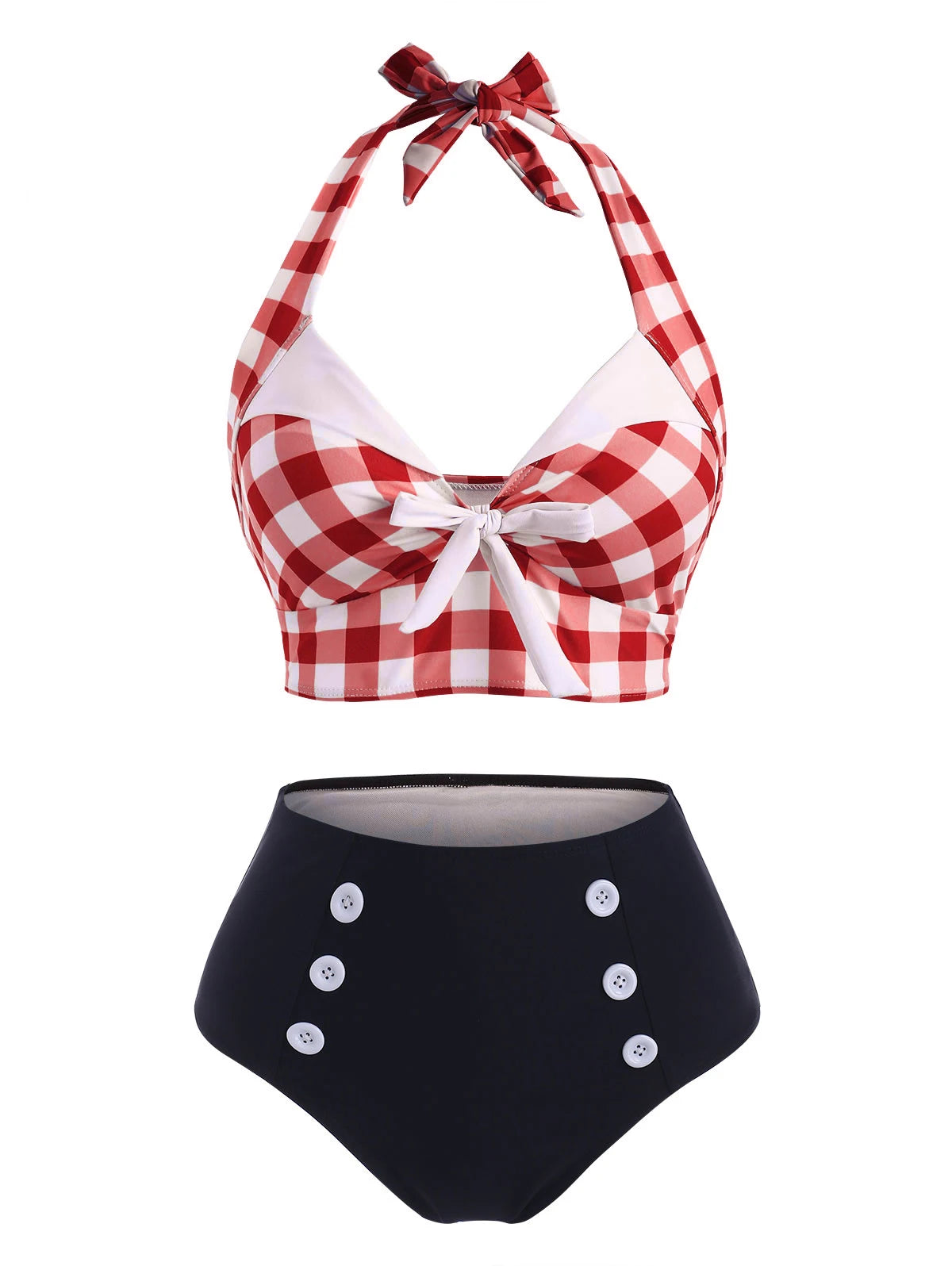 AMEHE Women's Plaid Tummy Control Tankini Swimsuit