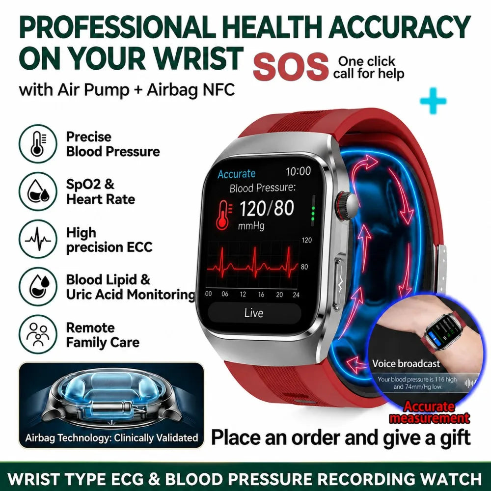 Smart Health Watch with ECG & Blood Pressure Monitoring – AMOLED Fitness Tracker Bracelet