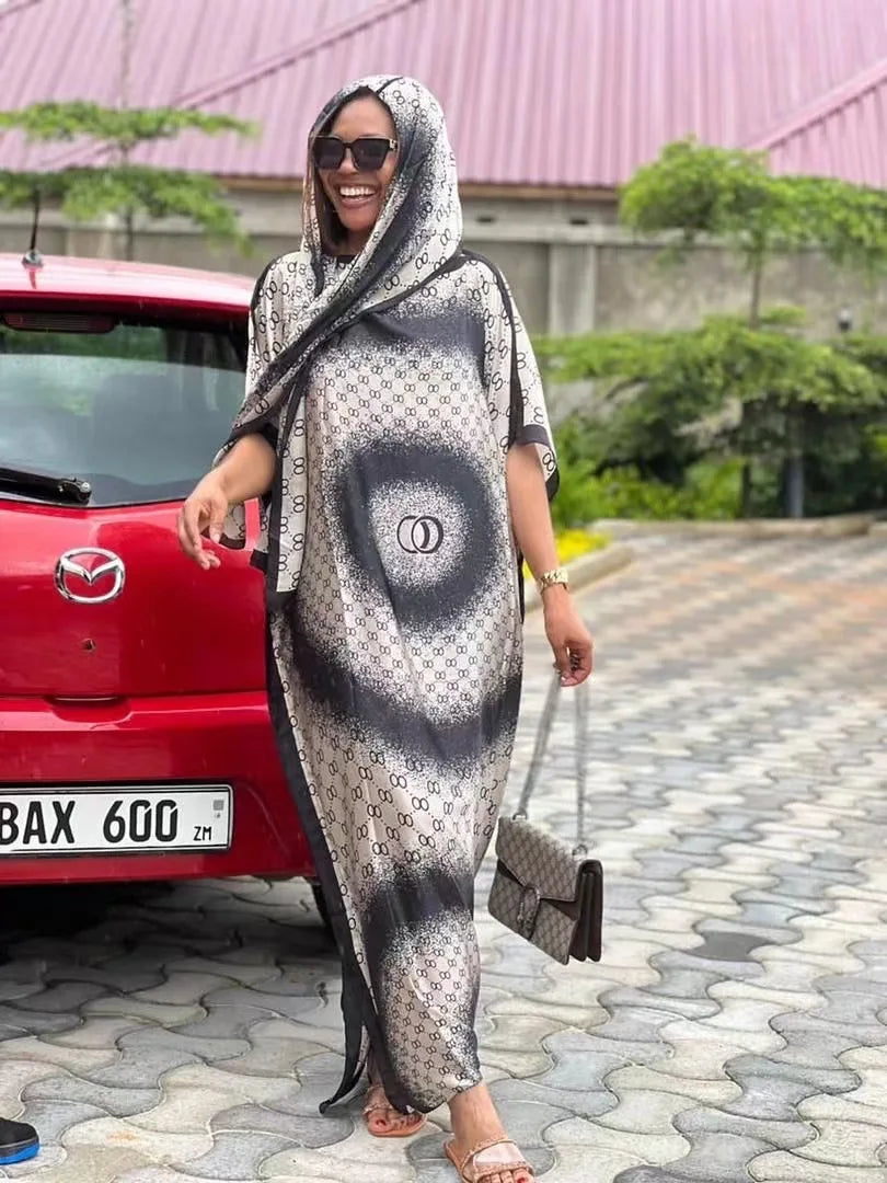 Women’s Elegant Printed Kaftan Maxi Dress – Luxury Long Modest Abaya Style