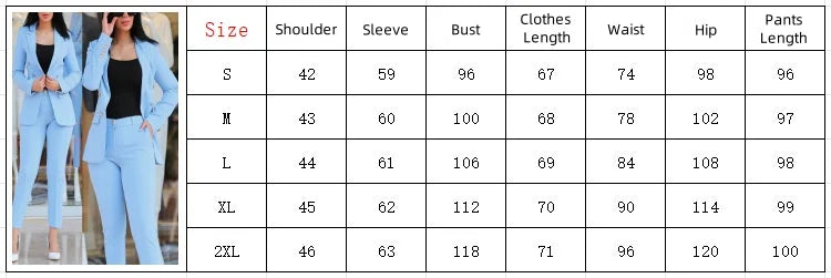 AMEHE Women’s Solid Color 2-Piece Suit – Blazer & Trousers