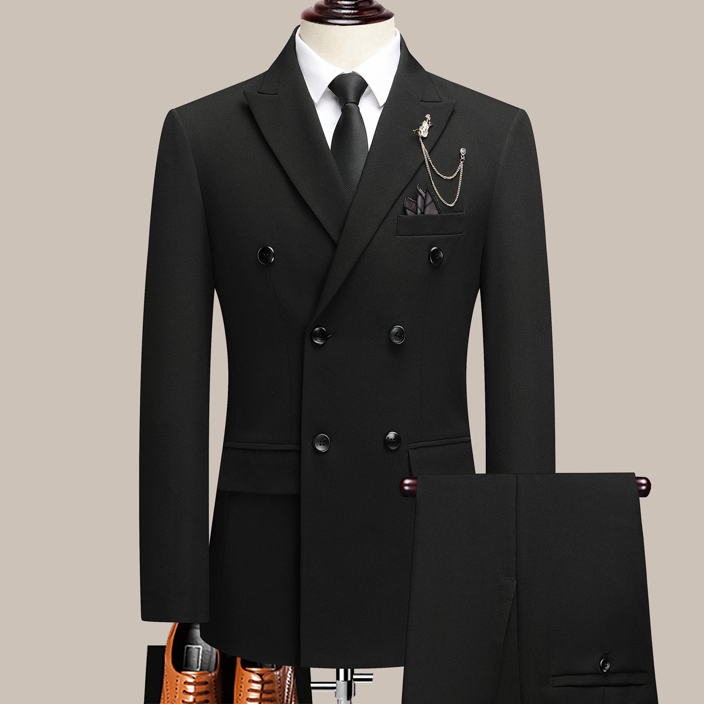 AMEHE Men’s 2-Piece Business Suit – Lapel Collar