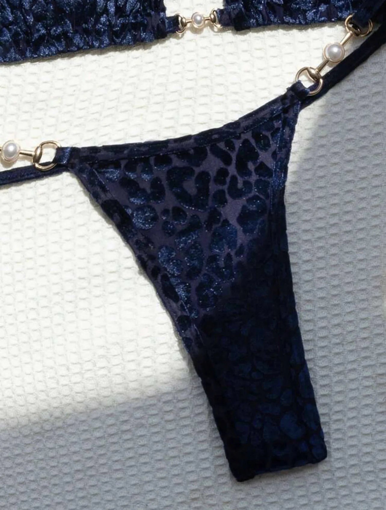 AMEHE Leopard Print Velvet Halter Two-Piece Bikini Swimsuit