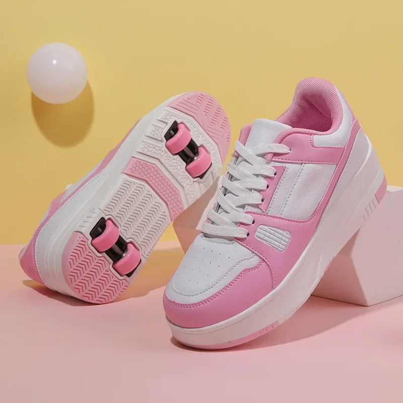 Boys & Girls 4-Wheel Skate Sneakers – Fashionable & Fun