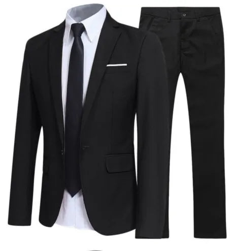 AMEHE Men’s Slim 2-Piece Formal Suit – Spring to Winter