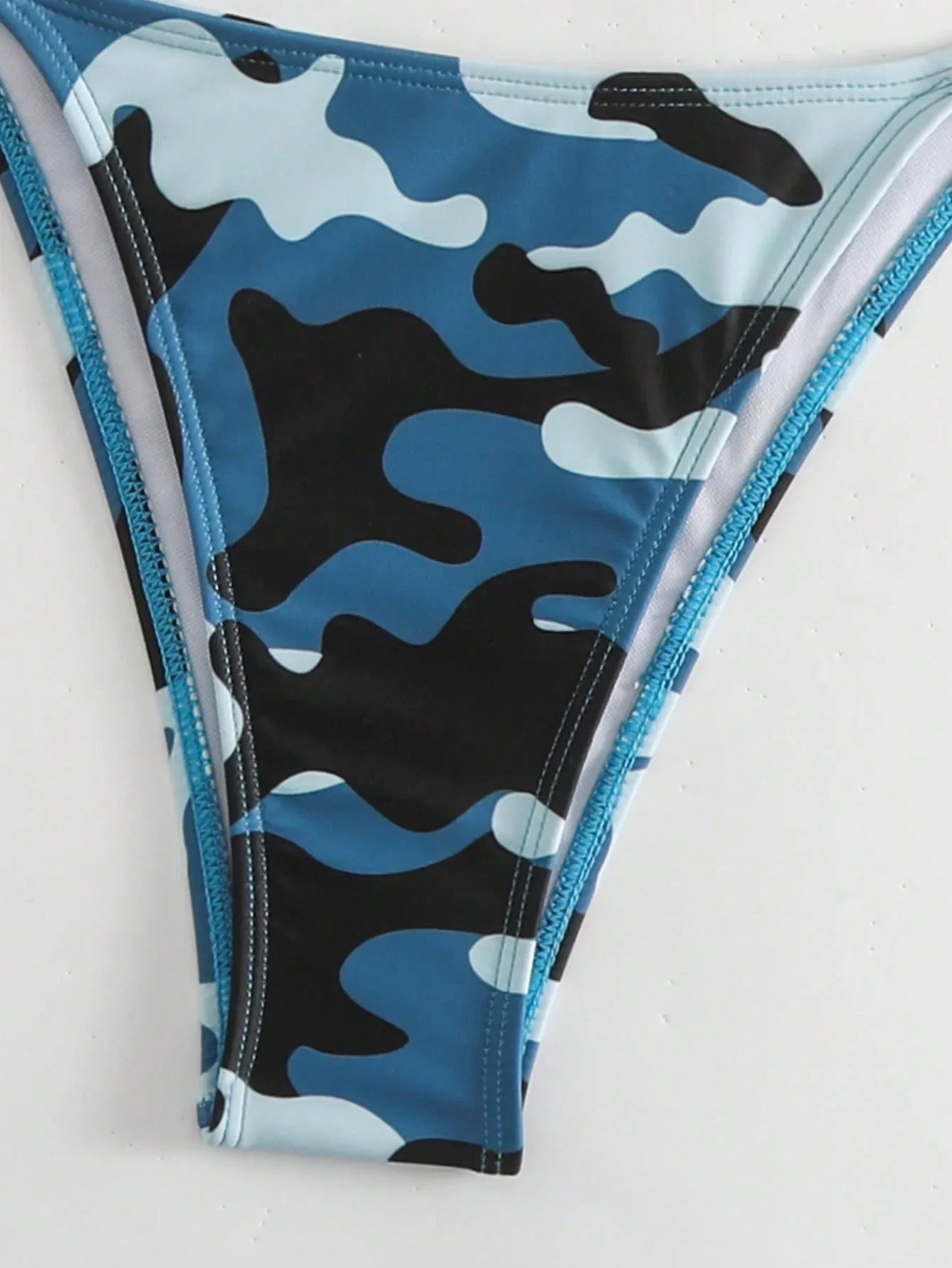 AMEHE Camouflage Print Lace-Up Thong Bikini Set