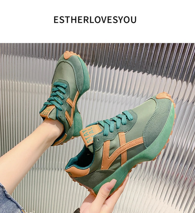 Ladies’ Fashion Platform Sneakers – Casual Running Shoes