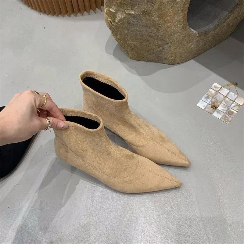 Ladies’ Fashion Ankle Boots – Solid Color, Back Zipper