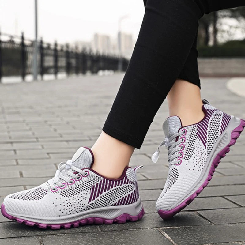 Women’s Platform Lace-Up Sneakers – Casual Running & Vulcanized Shoes