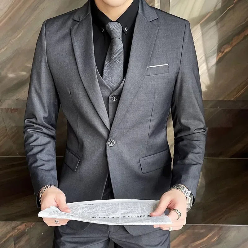 AMEHE Men’s Fashion 3-Piece Business & Formal Suit (S–9XL)