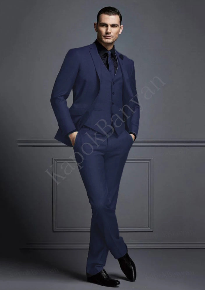 AMEHE Men’s Grey Slim Fit 3-Piece Suit