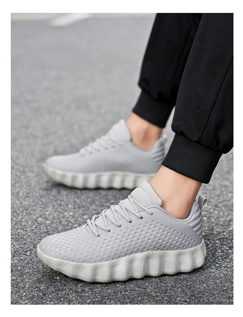 Men’s Cushioned Running Shoes – Breathable Thick Sole Non-Slip Sneakers