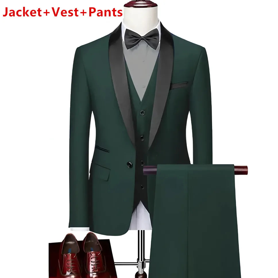 AMEHE Men’s Luxury 3-Piece Business & Formal Suit