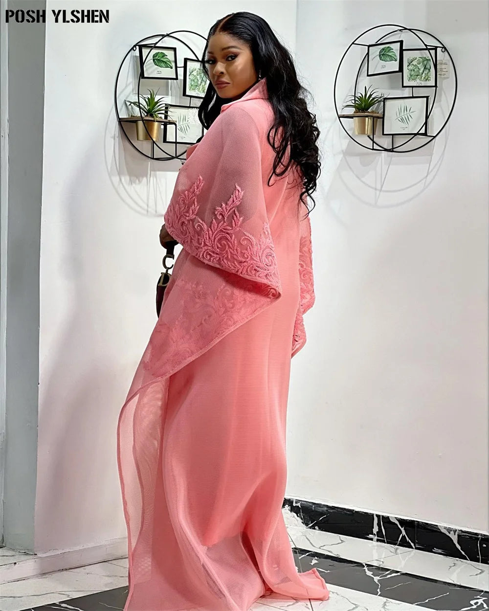 Women’s Plus Size Embroidered African Caftan Dress – Elegant Abaya-Inspired Maxi Gown