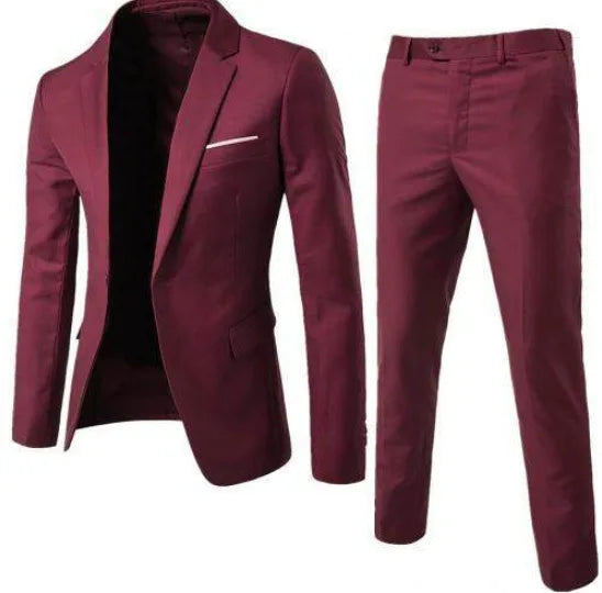 AMEHE Men’s Slim 2-Piece Formal Suit – Spring to Winter