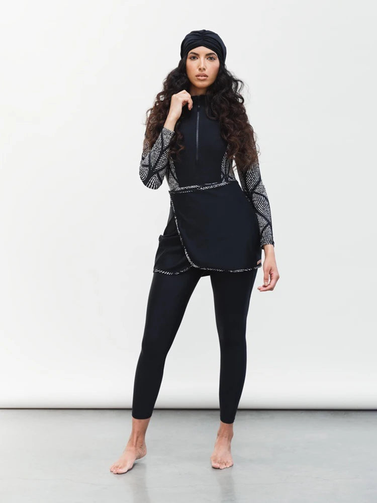 AMEHE Women's Modest Long-Sleeve Burkini Swimwear with Hijab