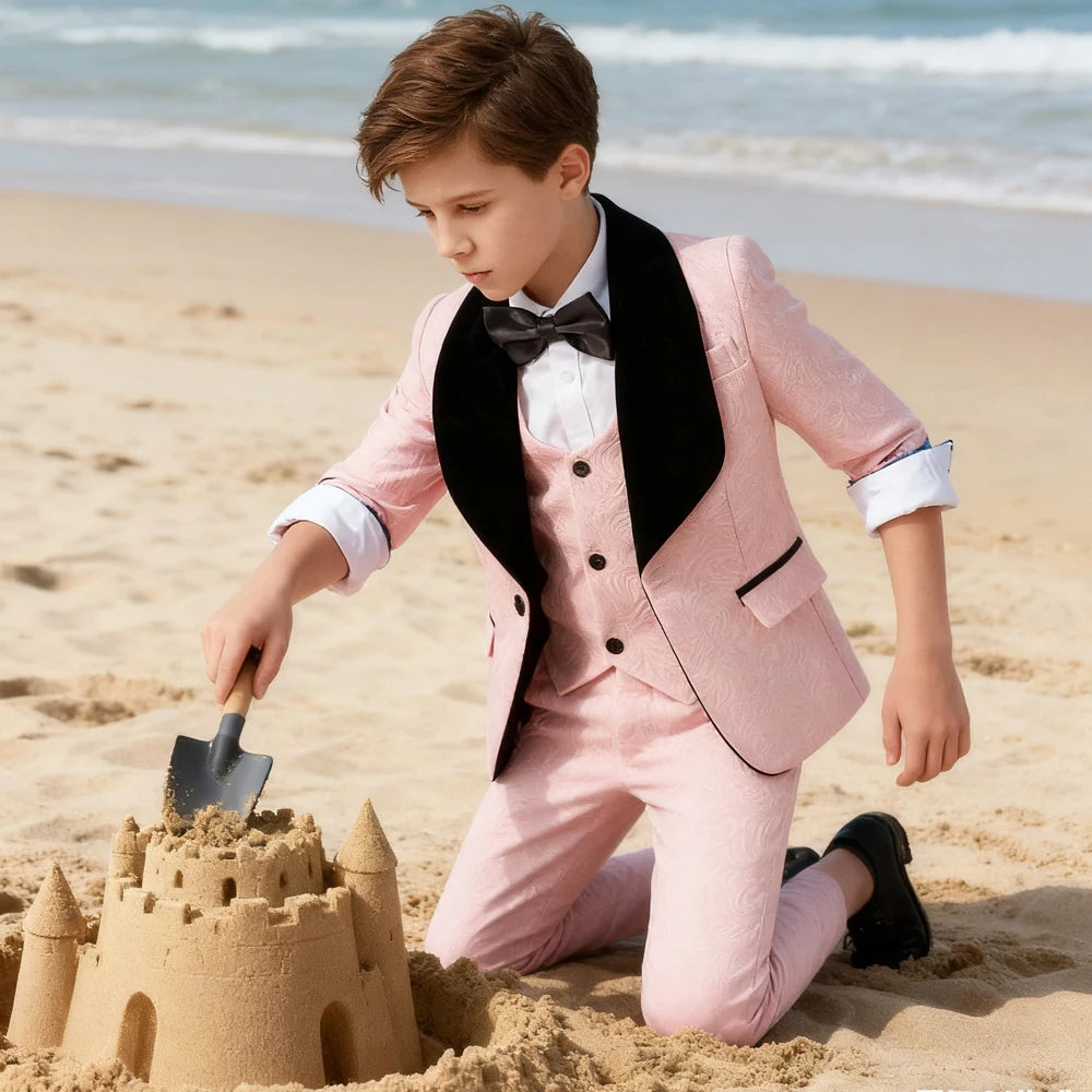 AMEHE Boys’ Luxury White Formal Suit
