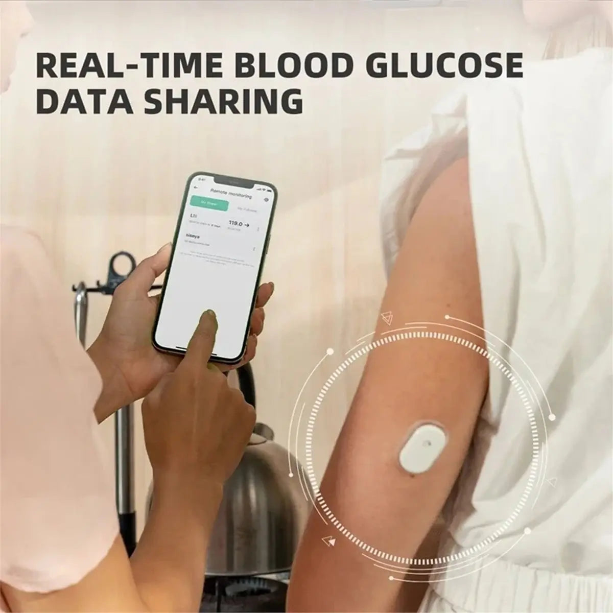 24-Hour Blood Glucose Monitor – Non-Invasive Finger-Free Diabetes Health Tracking Sensor