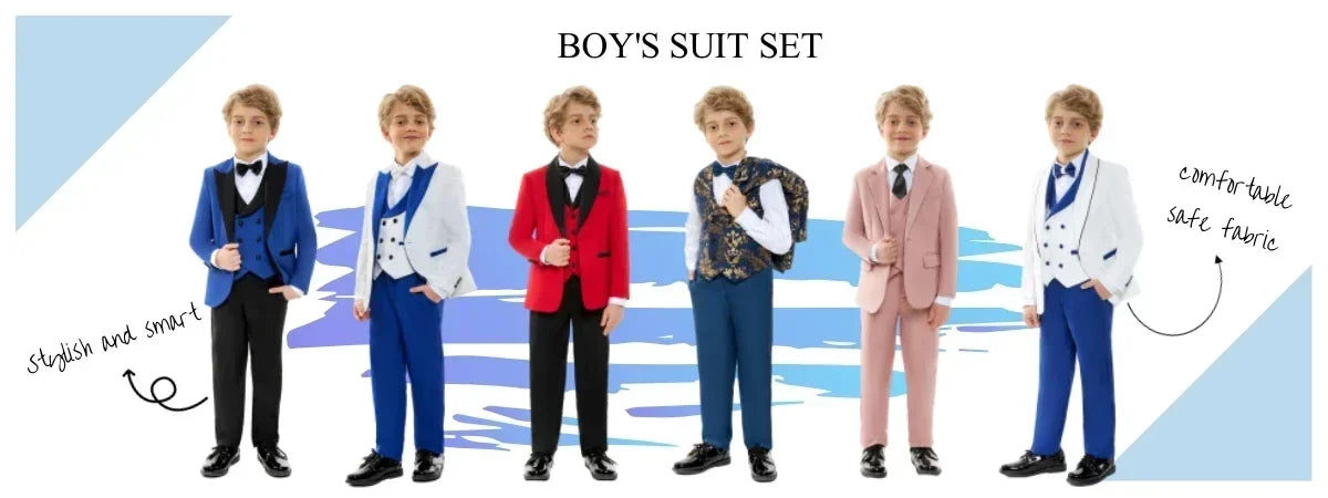 AMEHE Boys’ 3-Piece Navy Blue Formal Suit