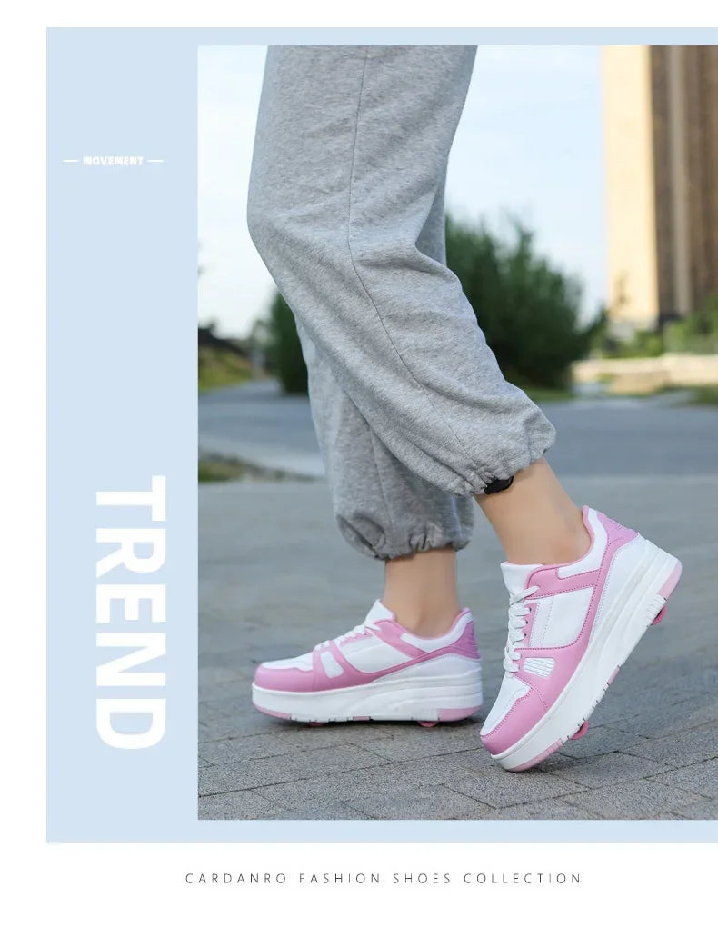 Boys & Girls 4-Wheel Skate Sneakers – Fashionable & Fun