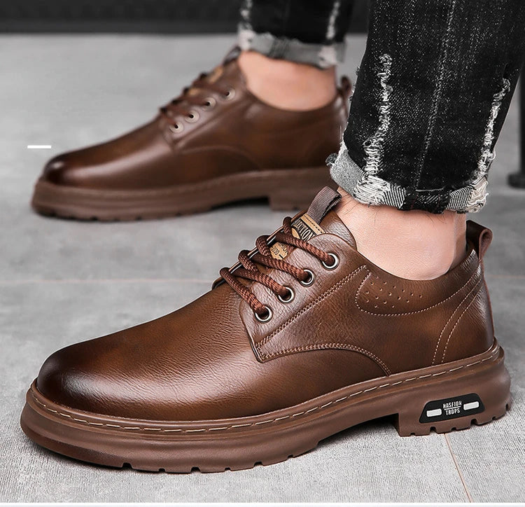 Men’s Retro Platform Loafers – Spring/Autumn Casual Shoes