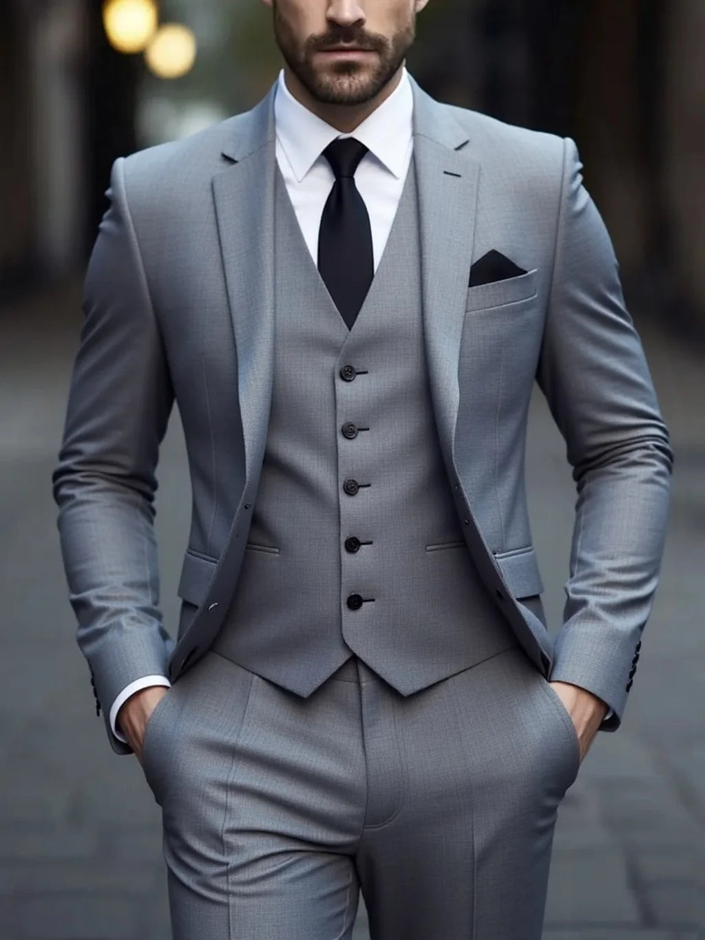 AMEHE Men’s White Anti-Stick, No-Iron 3-Piece Suit