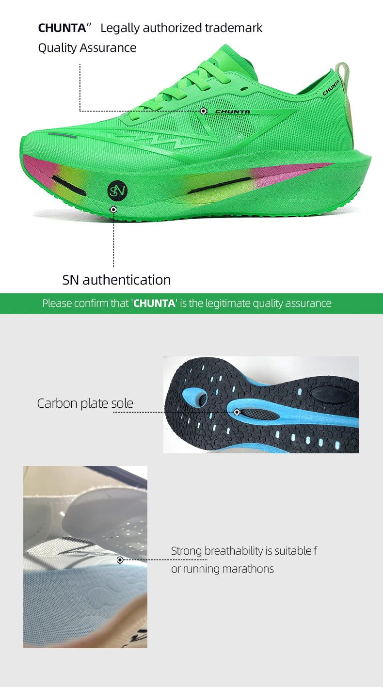 Carbon Plate Running Shoes – Lightweight Breathable Marathon Sneakers for Men & Women, Non-Slip Athletic Training Shoes