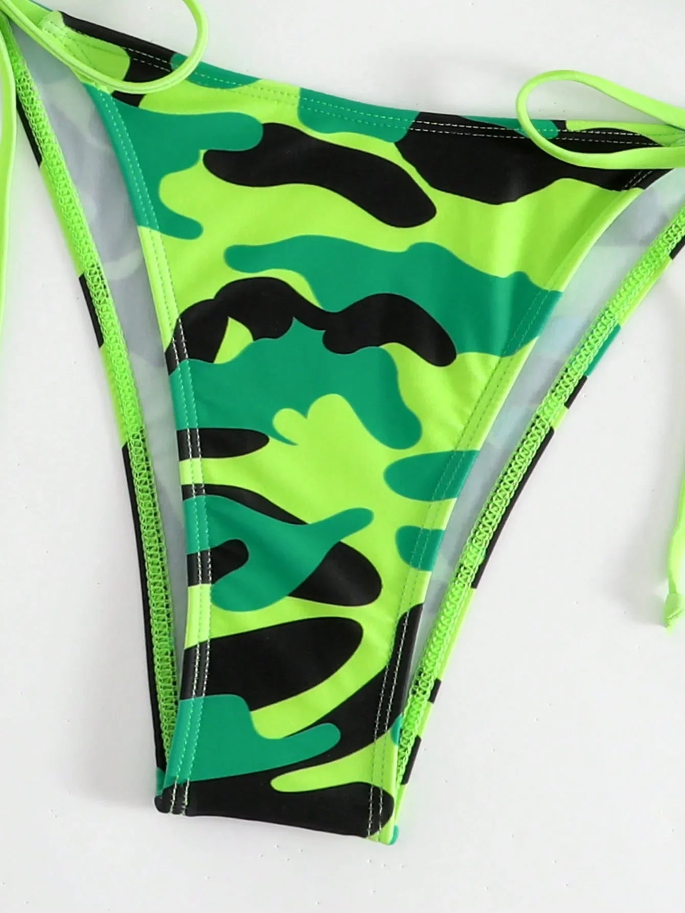 AMEHE Camouflage Print Lace-Up Thong Bikini Set