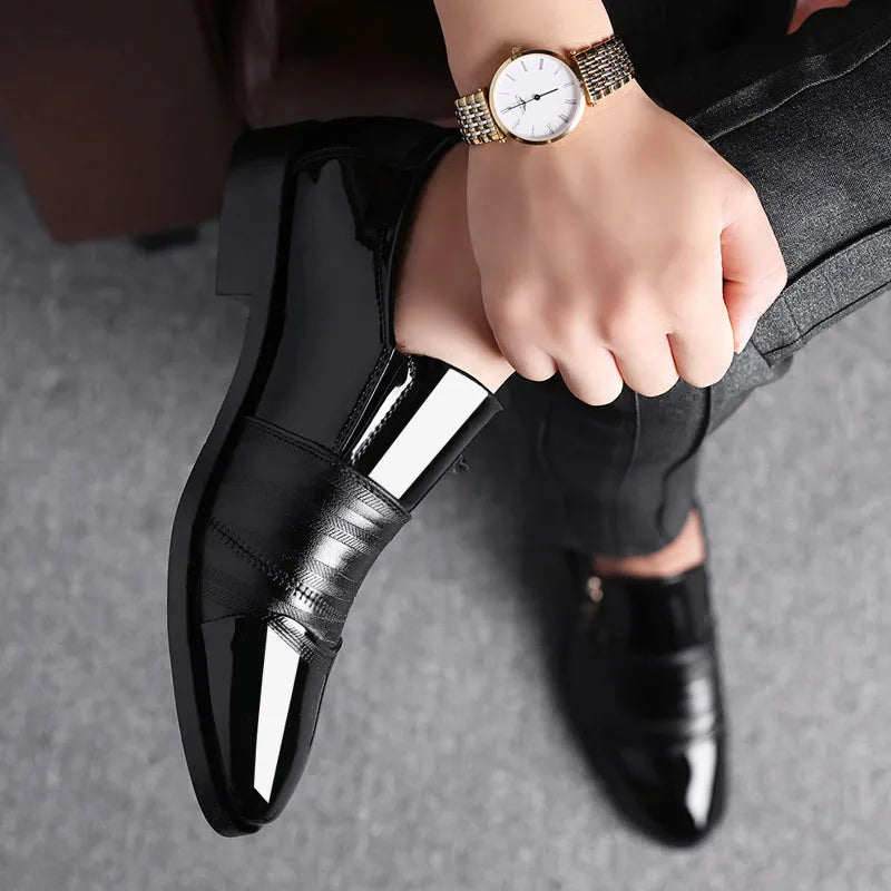 Men’s Business Formal Shoes – Classic Black Oxford Slip-On