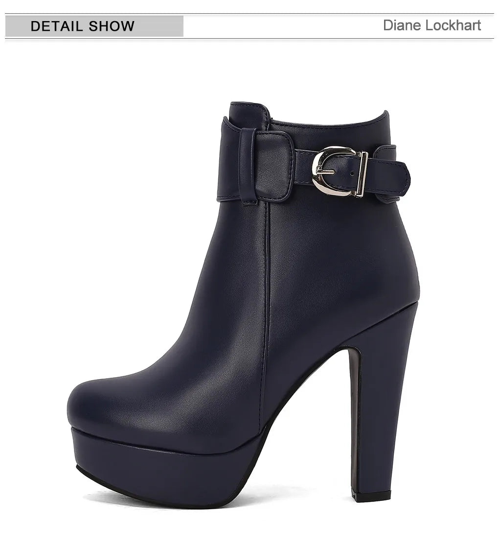 Women’s Fashion Platform Ankle Boots – Black/Red/White