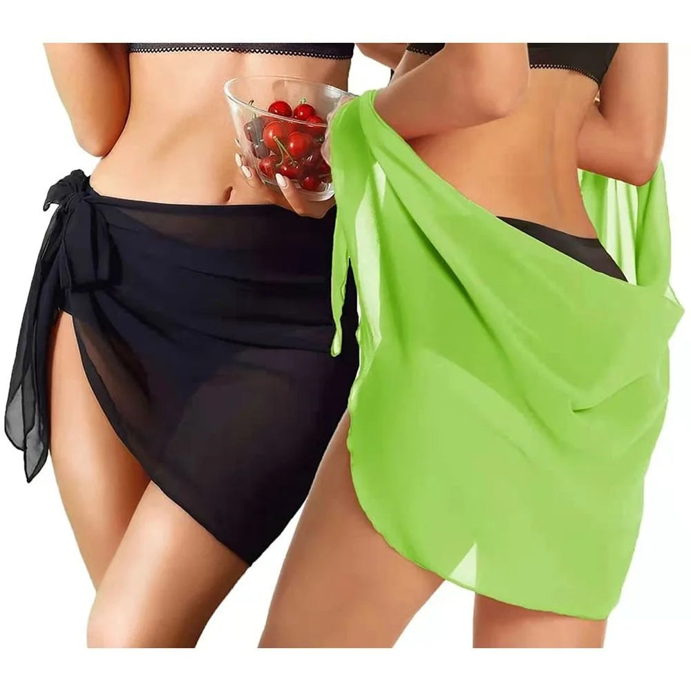 AMEHE Women's Sheer Chiffon Sarong Wrap Beach Cover-Up Skirt