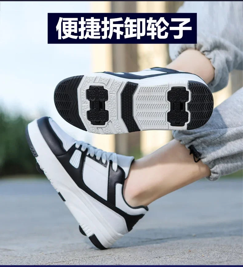 Boys & Girls 4-Wheel Skate Sneakers – Fashionable & Fun