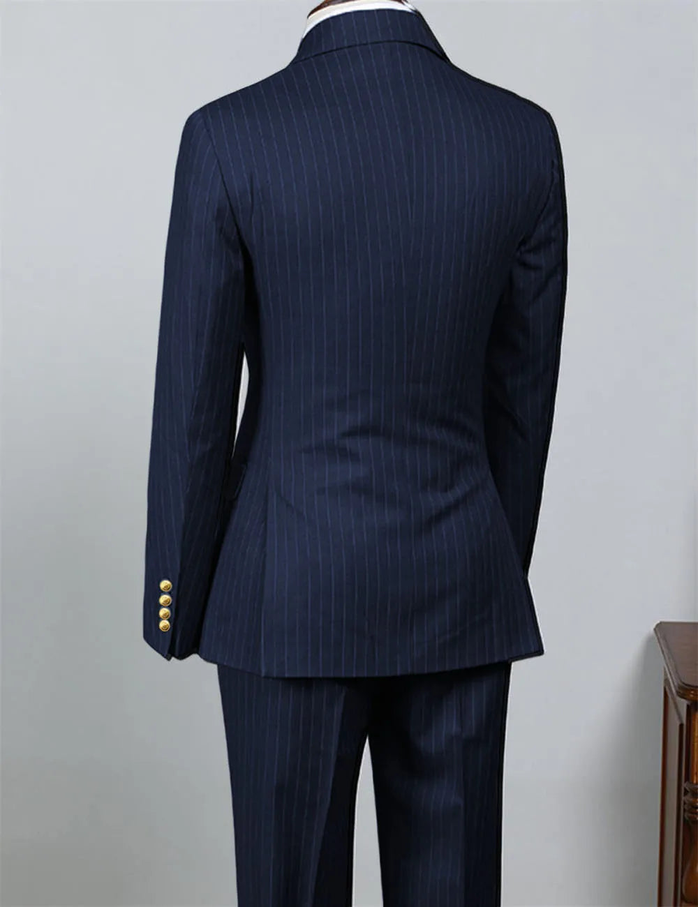 AMEHE Men’s Luxury Black Striped Suit