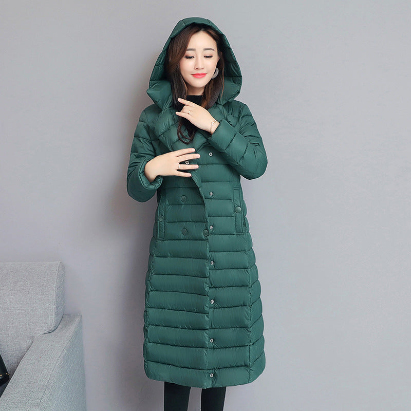 Chic Mid-Length Hooded Down Jacket