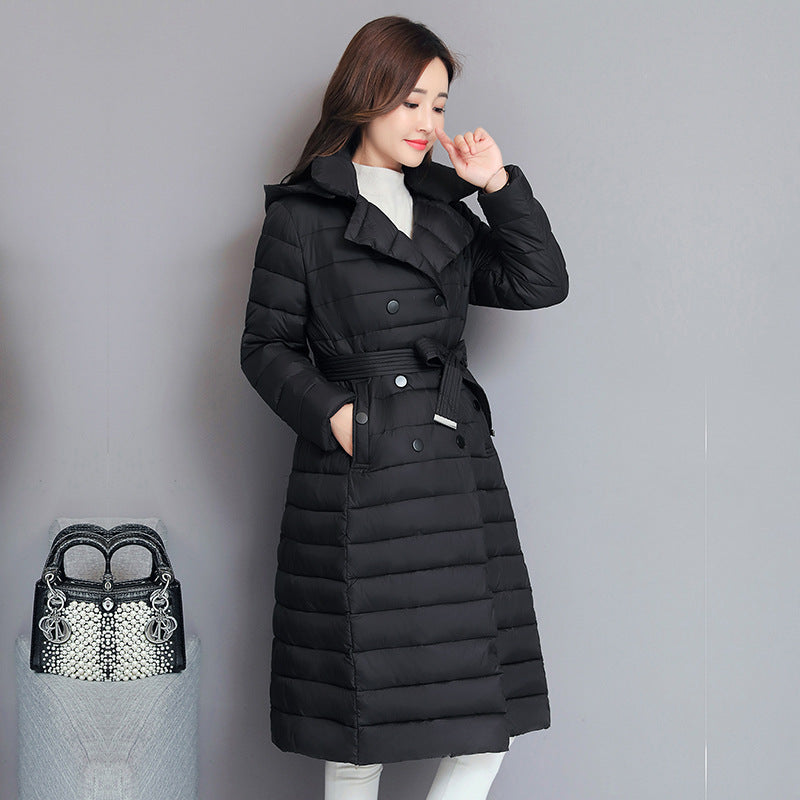 Chic Mid-Length Hooded Down Jacket