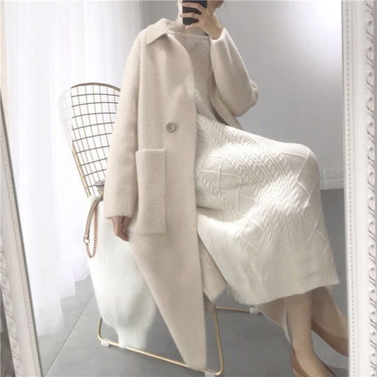 Women's Luxe Mink Velvet Mid-Length Cardigan